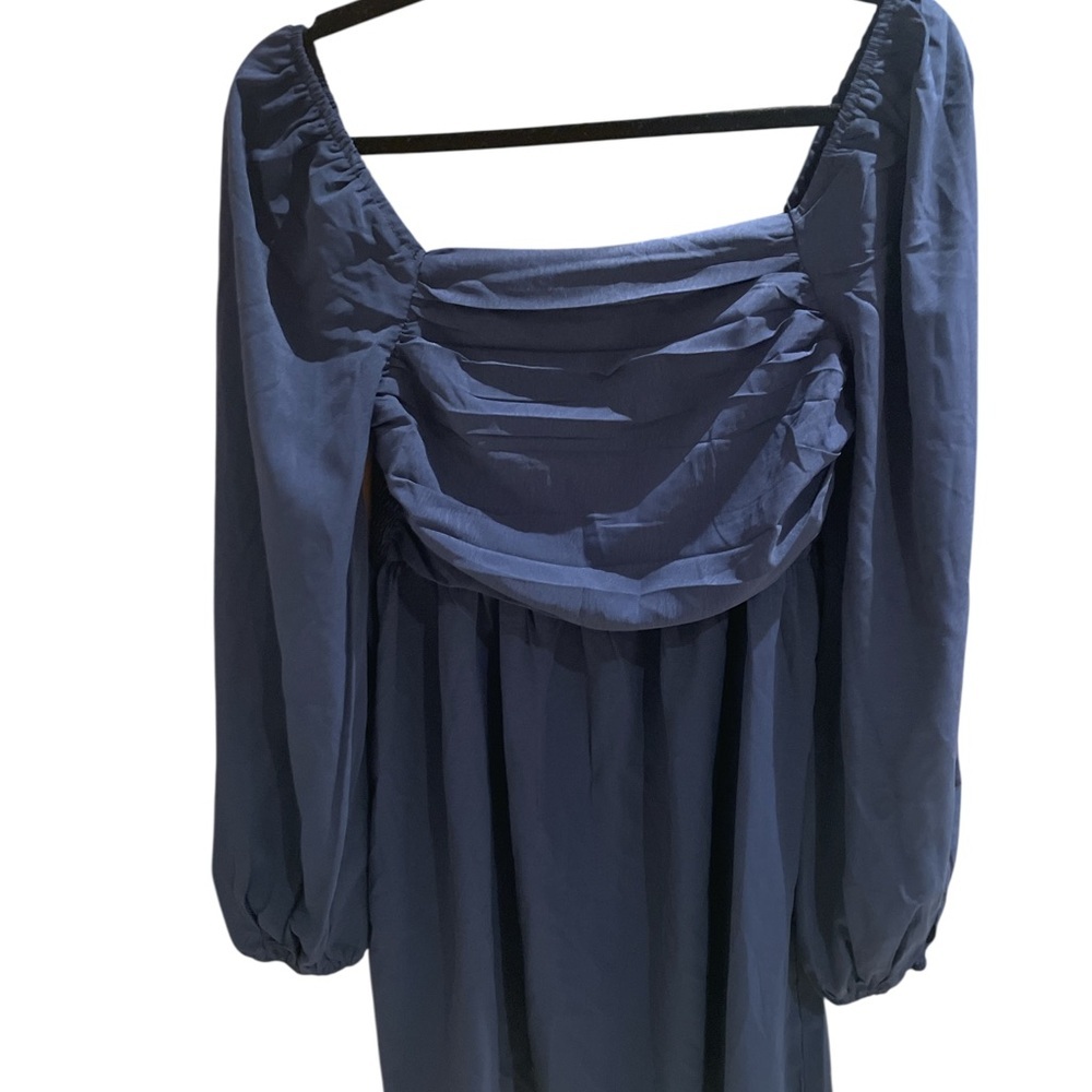 Women's SHEIN Tiered Dress Square Neck Long Sleeve Navy Blue Size Medium